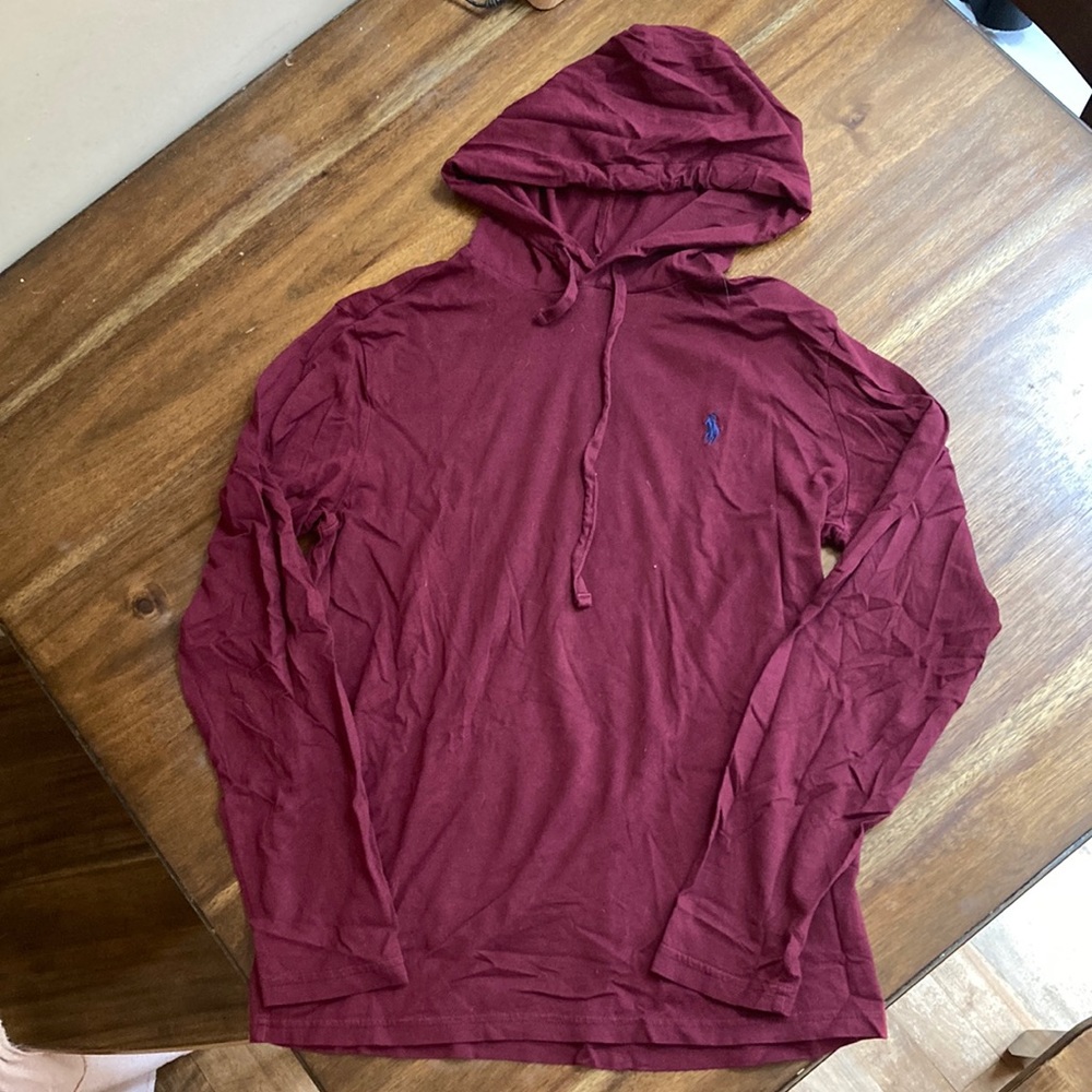 Polo Ralph Lauren Maroon Long Sleeved Hooded Tee, Small